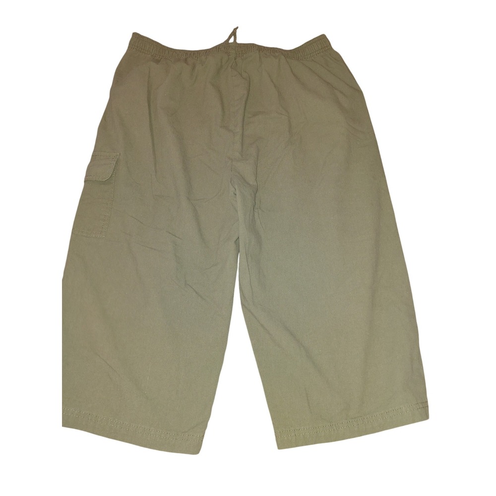 Falls Creek Womens XL Olive Green Cargo Capri Pants Elastic Waist Drawstring - Picture 3 of 3
